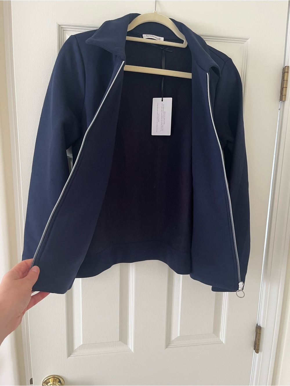 Kettlewell Fleece Lined Zip-Front Jacket, Navy, Medium, NWT Cotton Minimalist - Picture 2 of 8
